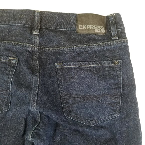 Express Jeans Express Mens Jeans 33 Kingston Classic Fit Straight Leg Dark Wash Denim G5
